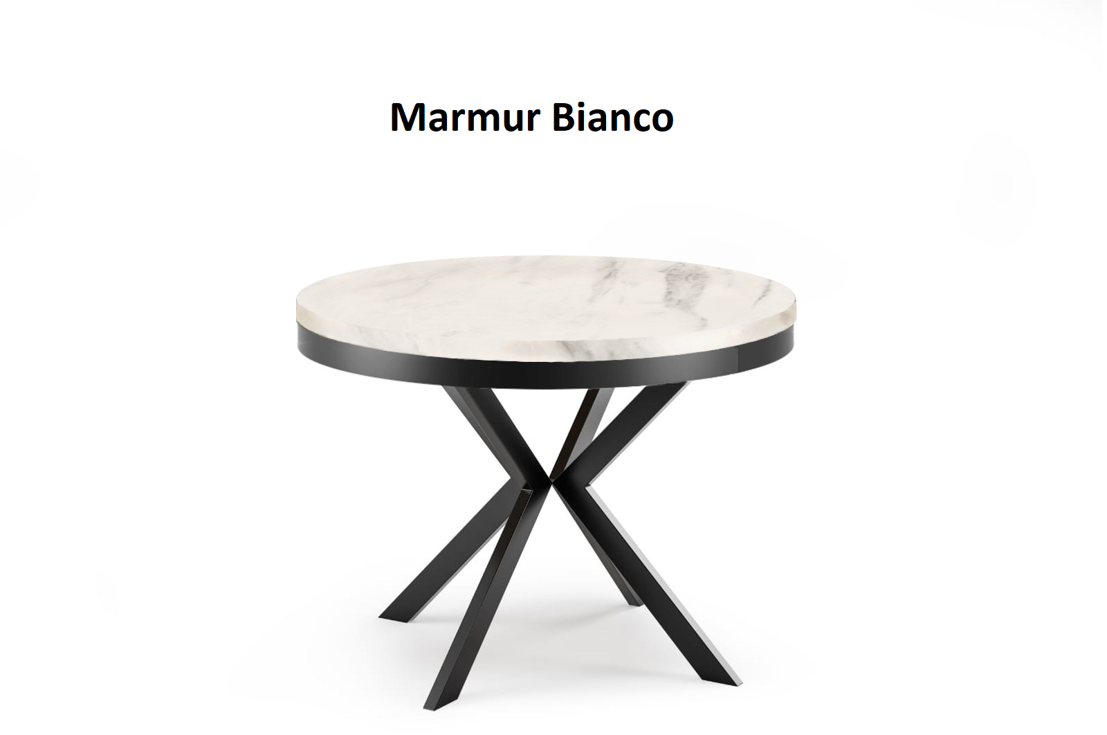 Okrągły stół rozkładany EDDER w dekorze Marmur Bianco